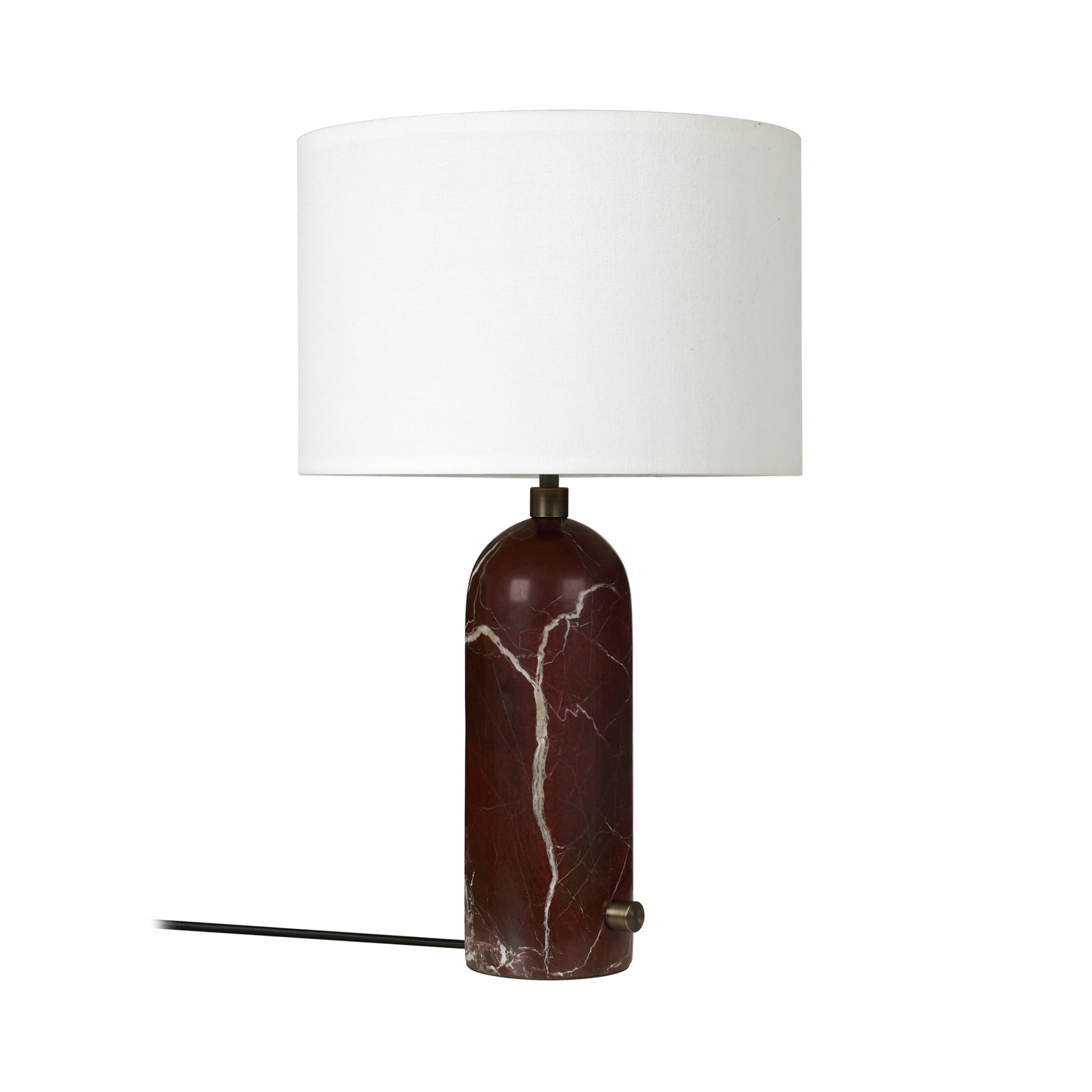 Lampe à poser Gubi Gravity Small, marbre rouge, tissu blanc