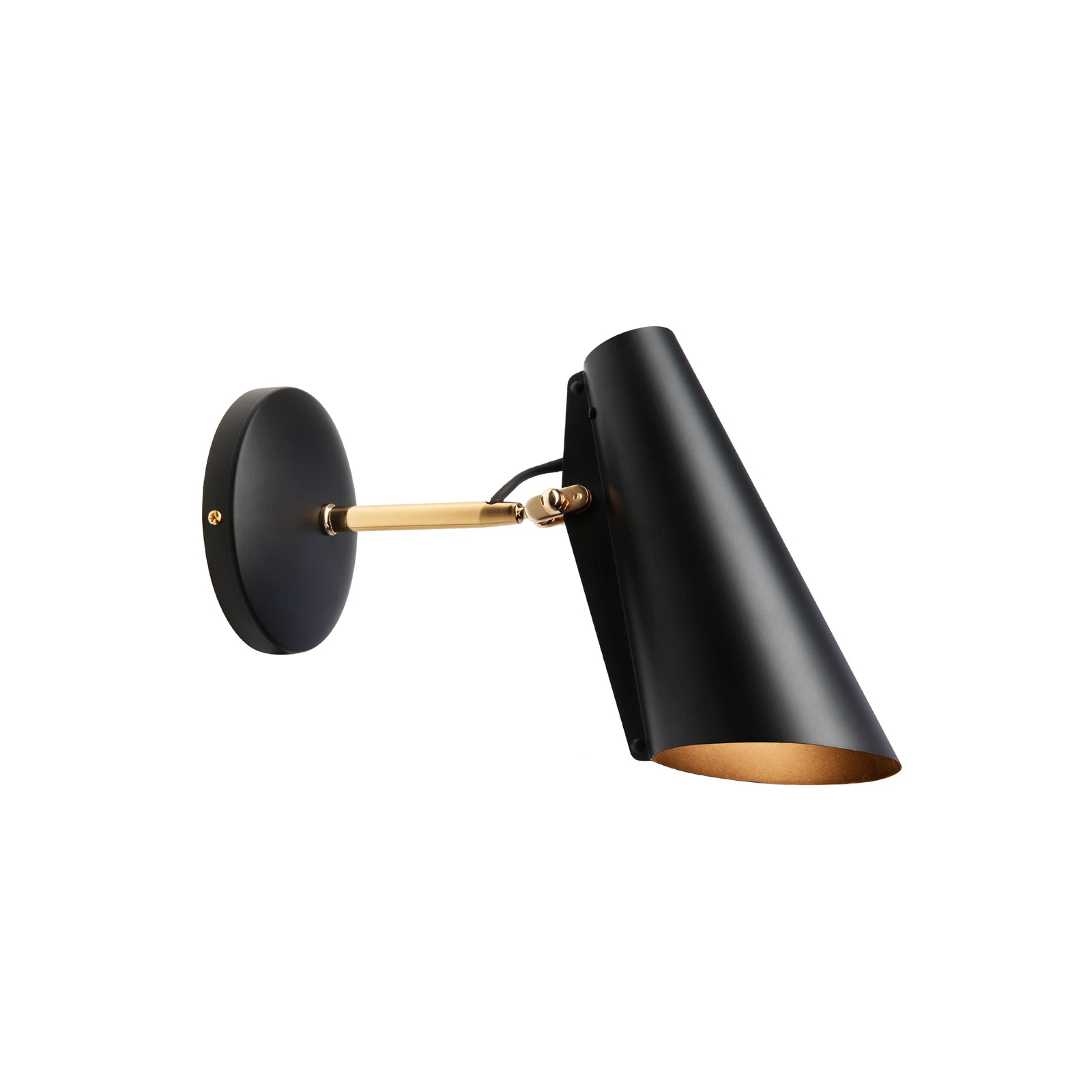 Northern Birdy Short wall light, black/brass