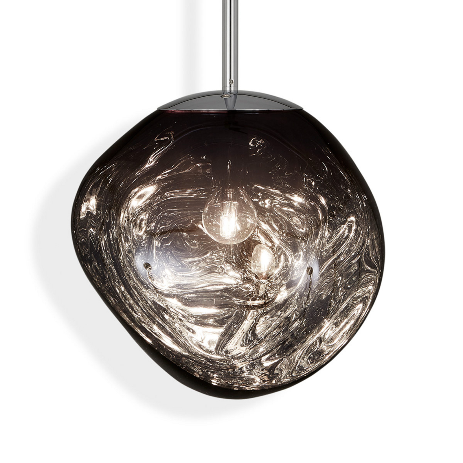 Tom Dixon Melt Mini hanging light, grey, Ø 28 cm, for Living / Dining Room, polycarbonate, E14, 25 W, energy efficiency: A++, H: 27 cm