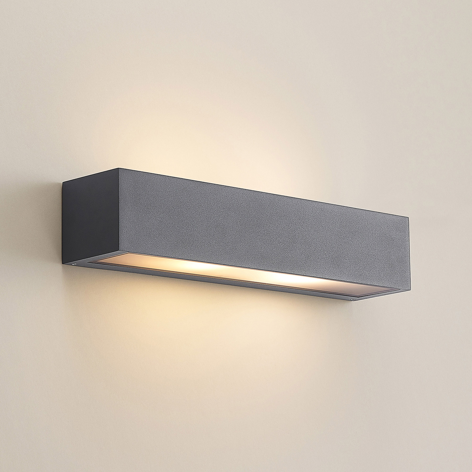 Arcchio outdoor wall light Lengo, E27, 38 cm, up/down, grey
