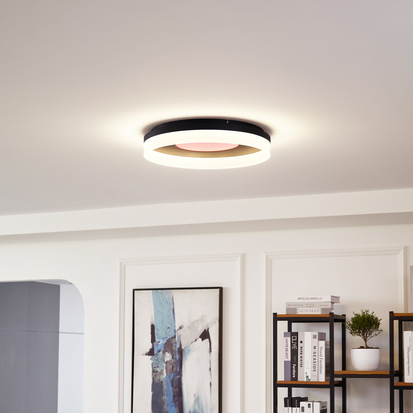 Lucande Smart LED ceiling lamp Squillo black Tuya RGBW CCT