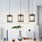 Hanging light Dellow, length 88 cm, black/brass-coloured, 3-bulb