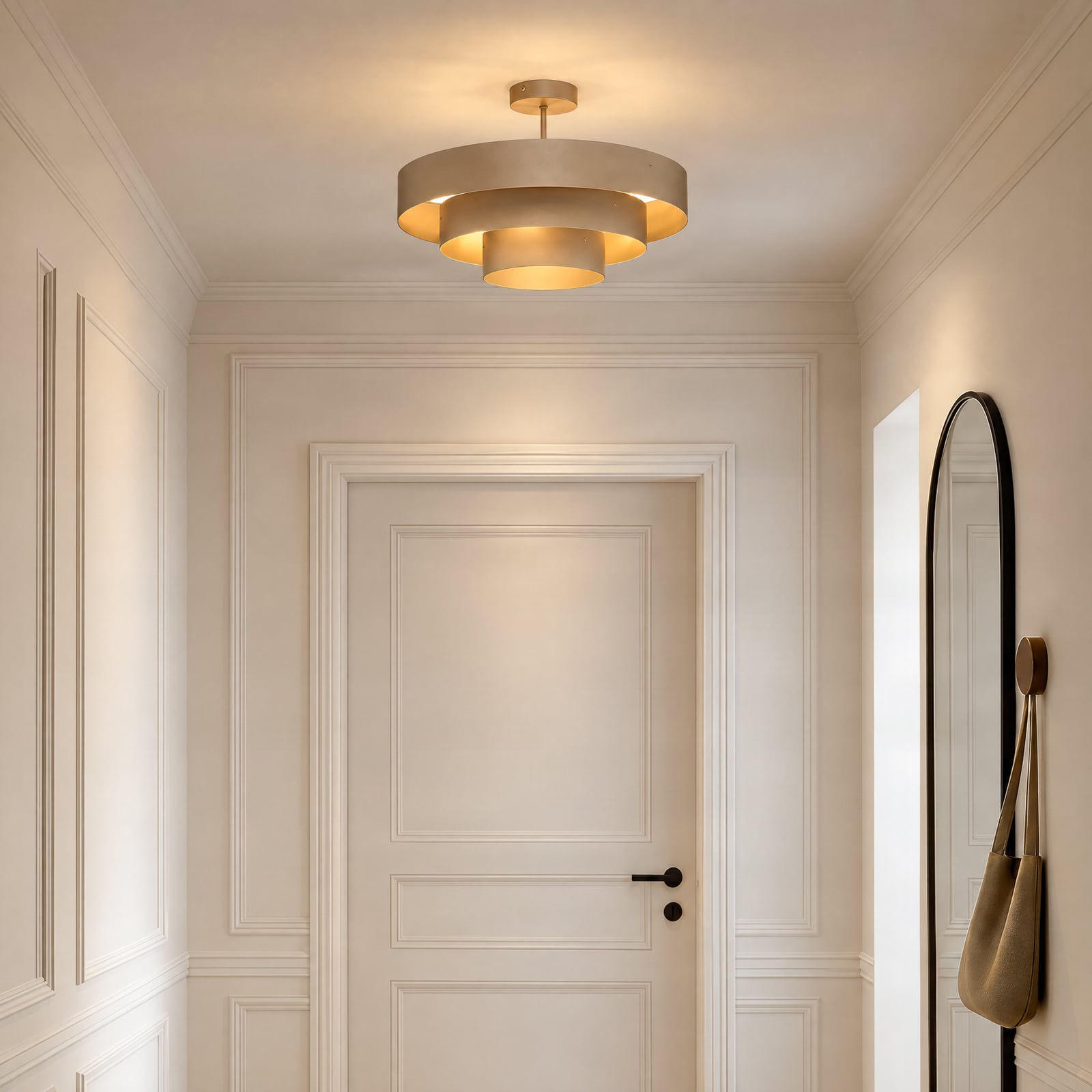 Plafoniera Trio, grigio-beige, metallo