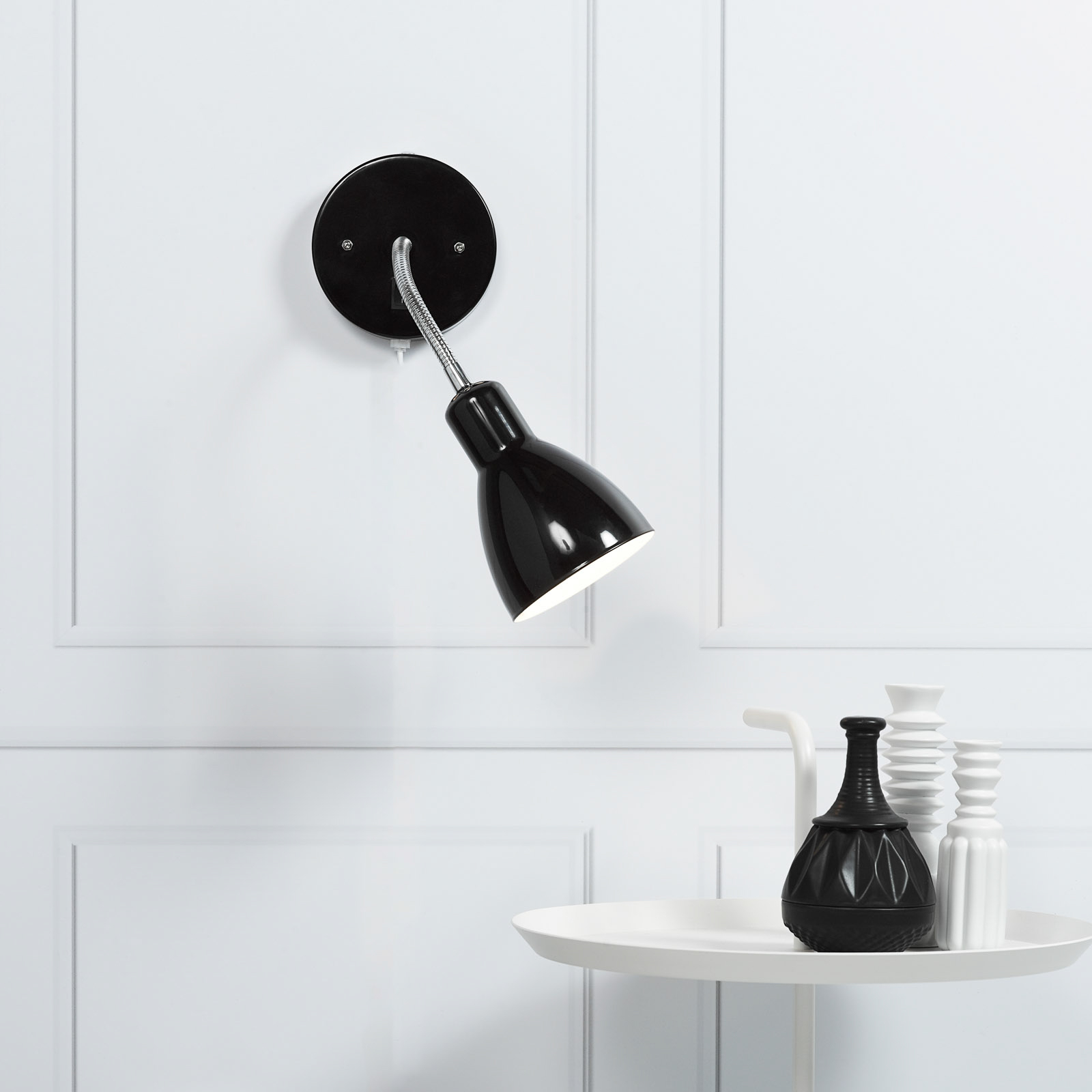 lampada da parete flessibile CICLONE, nera