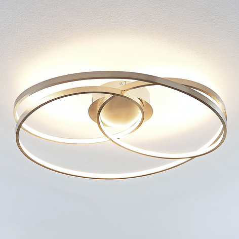 Lindby Ronka LED-loftlampe, satineret nikkel
