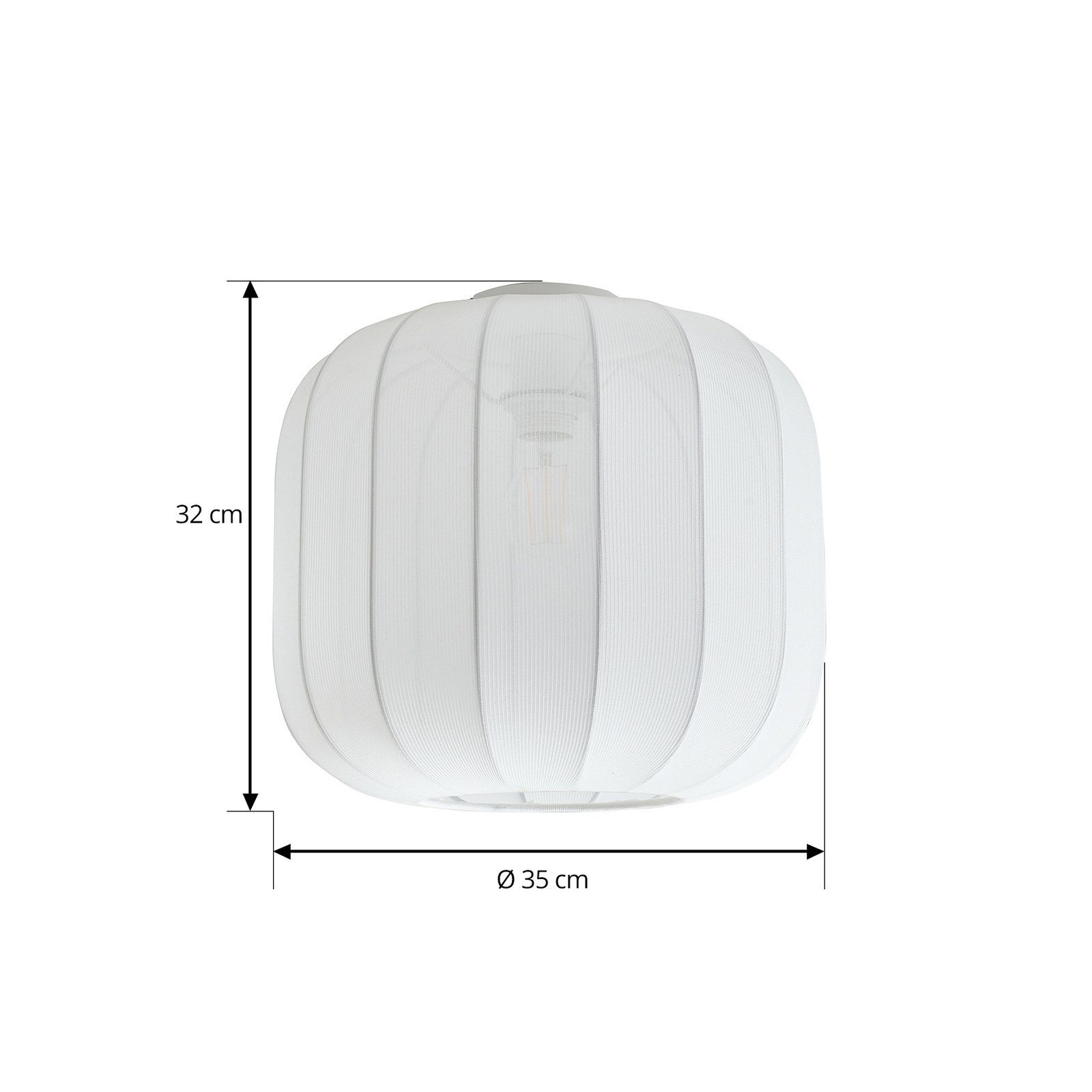 Lindby Helin ceiling light, white, fabric, Ø 35 cm