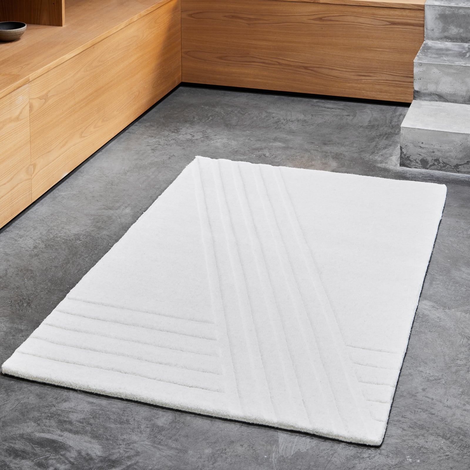 Tapis Kyoto, blanc, 90 cm x 140 cm, laine - Woud