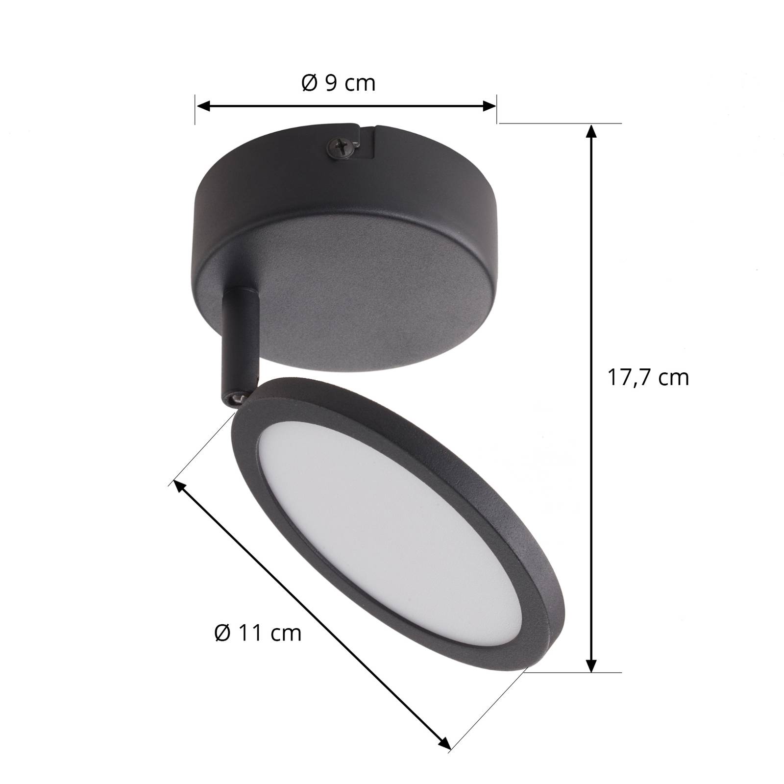 Spot LED Manel, czarny, żelazo, wysokość 18 cm