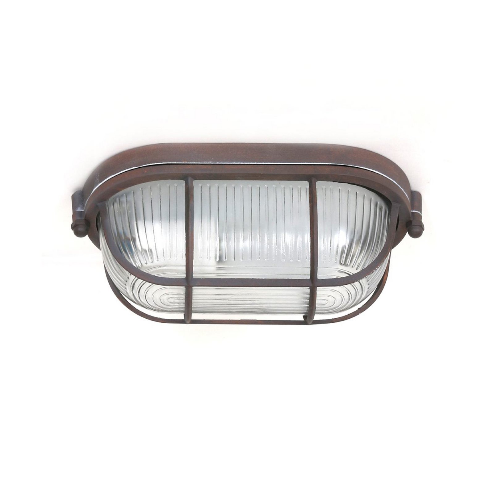 Lisanne ceiling light, brown, oval, metal, glass, E27