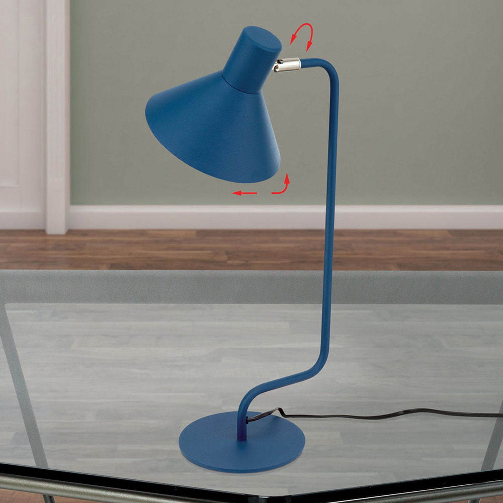 Lampe de bureau Viktoria tête réglable, bleue