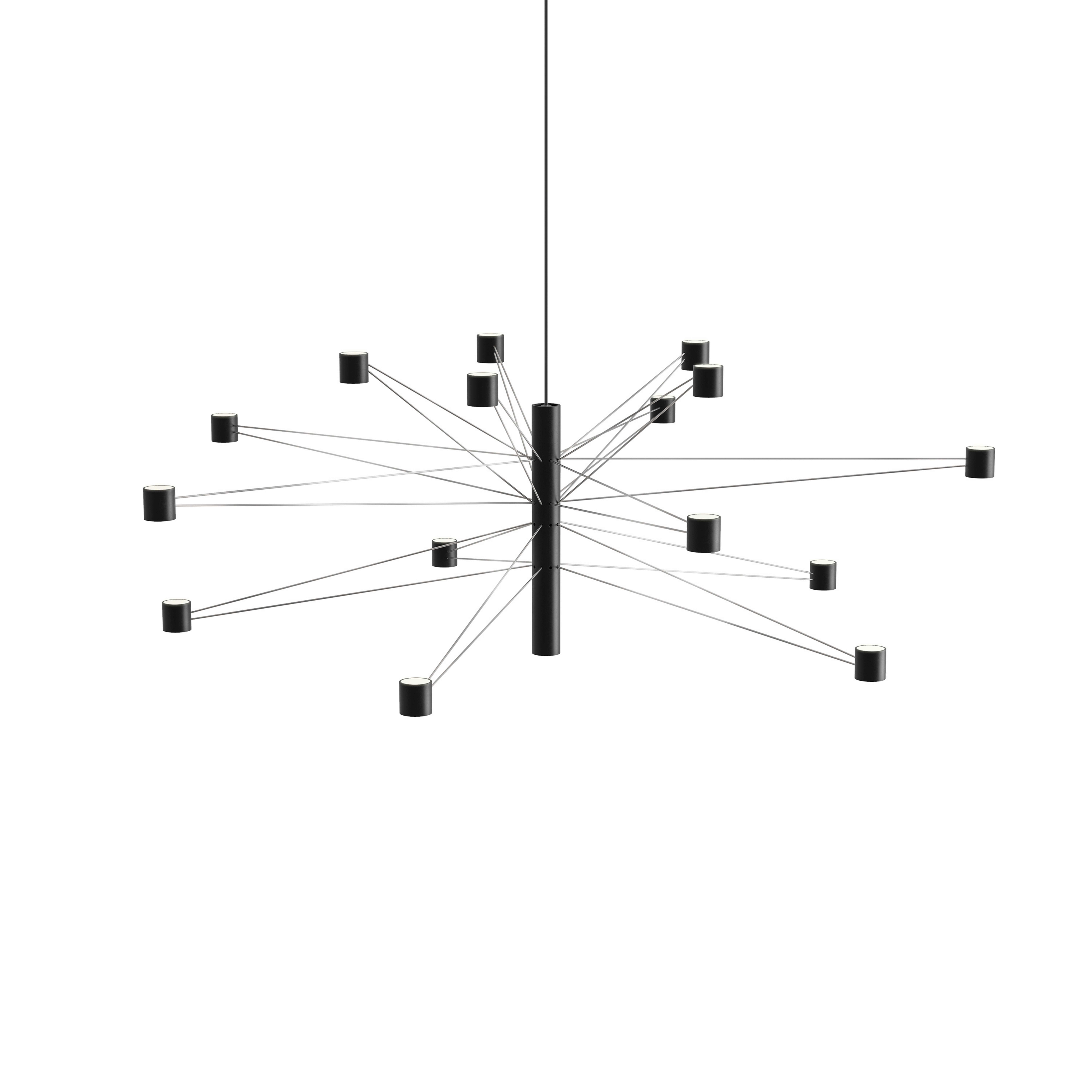 kdln suspension LED POLAR 15.3, Ø 124 cm noir 15 lampes à intensité variable