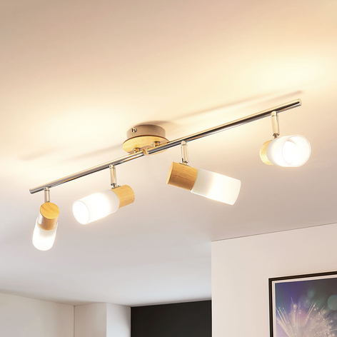 Foco de madera Christoph, 4 luces