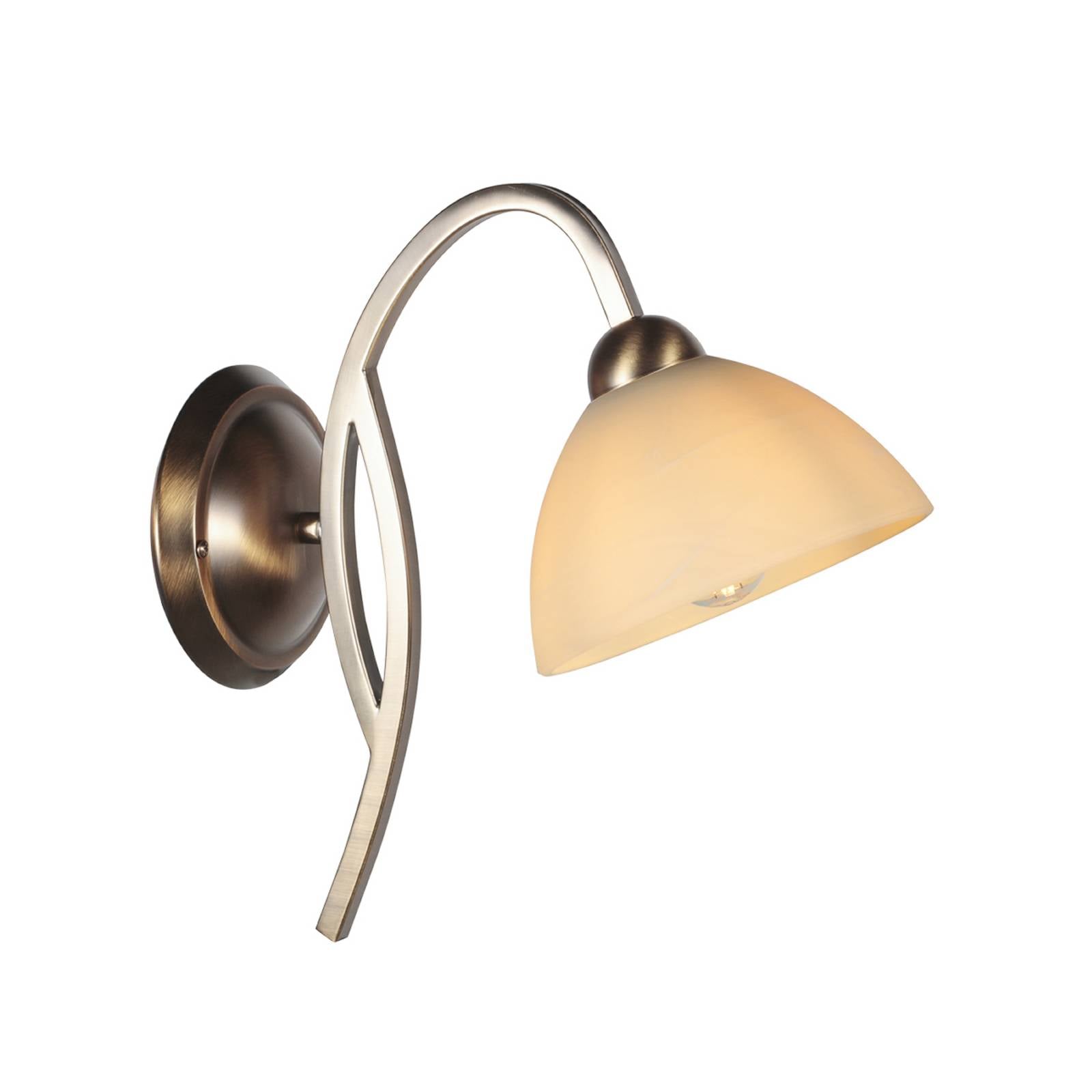 Wandleuchte Anthea, bronze, creme, Metall, Glas, E27