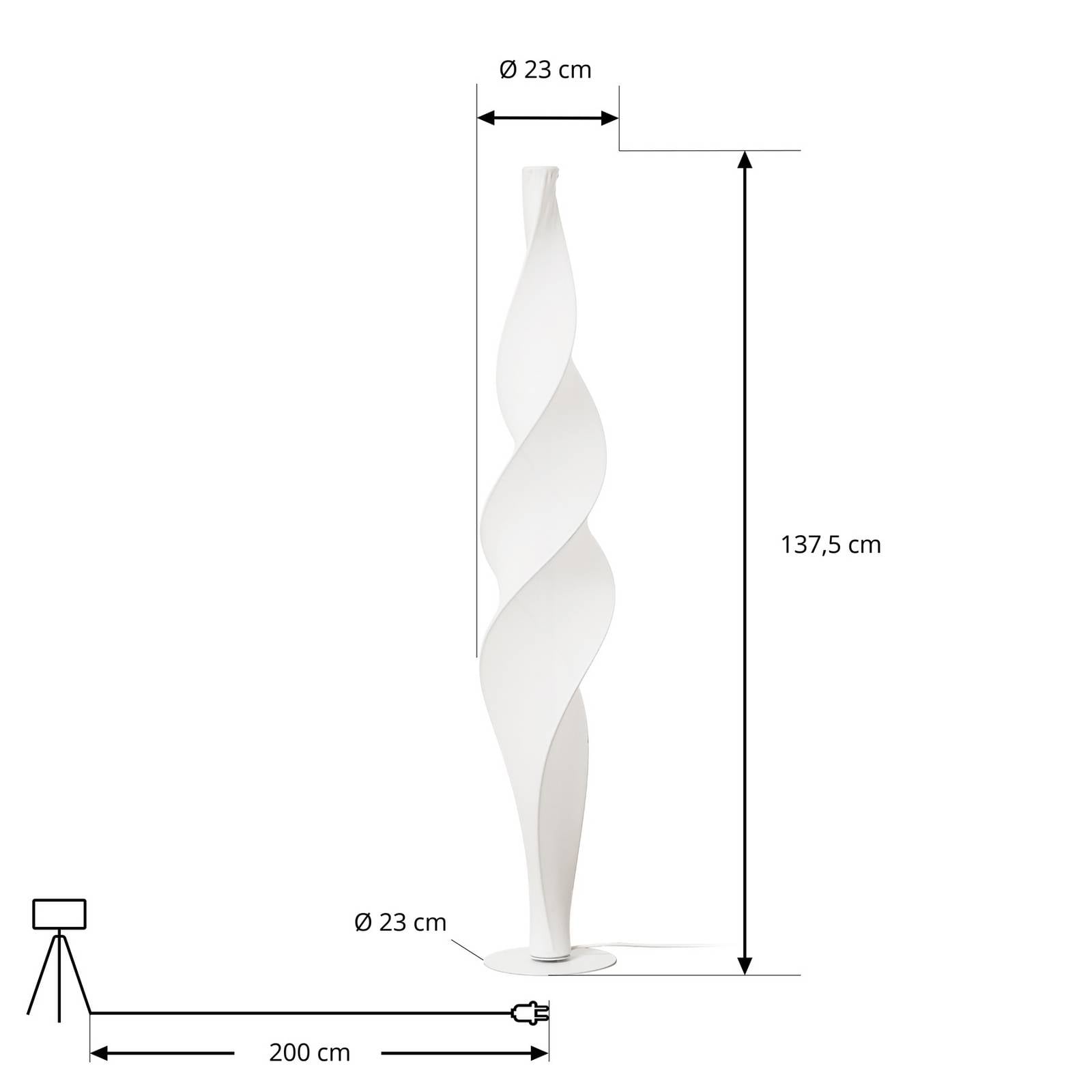 Lampa stojąca LED Lucande Novelle, biała, CCT, wysokość 137 cm