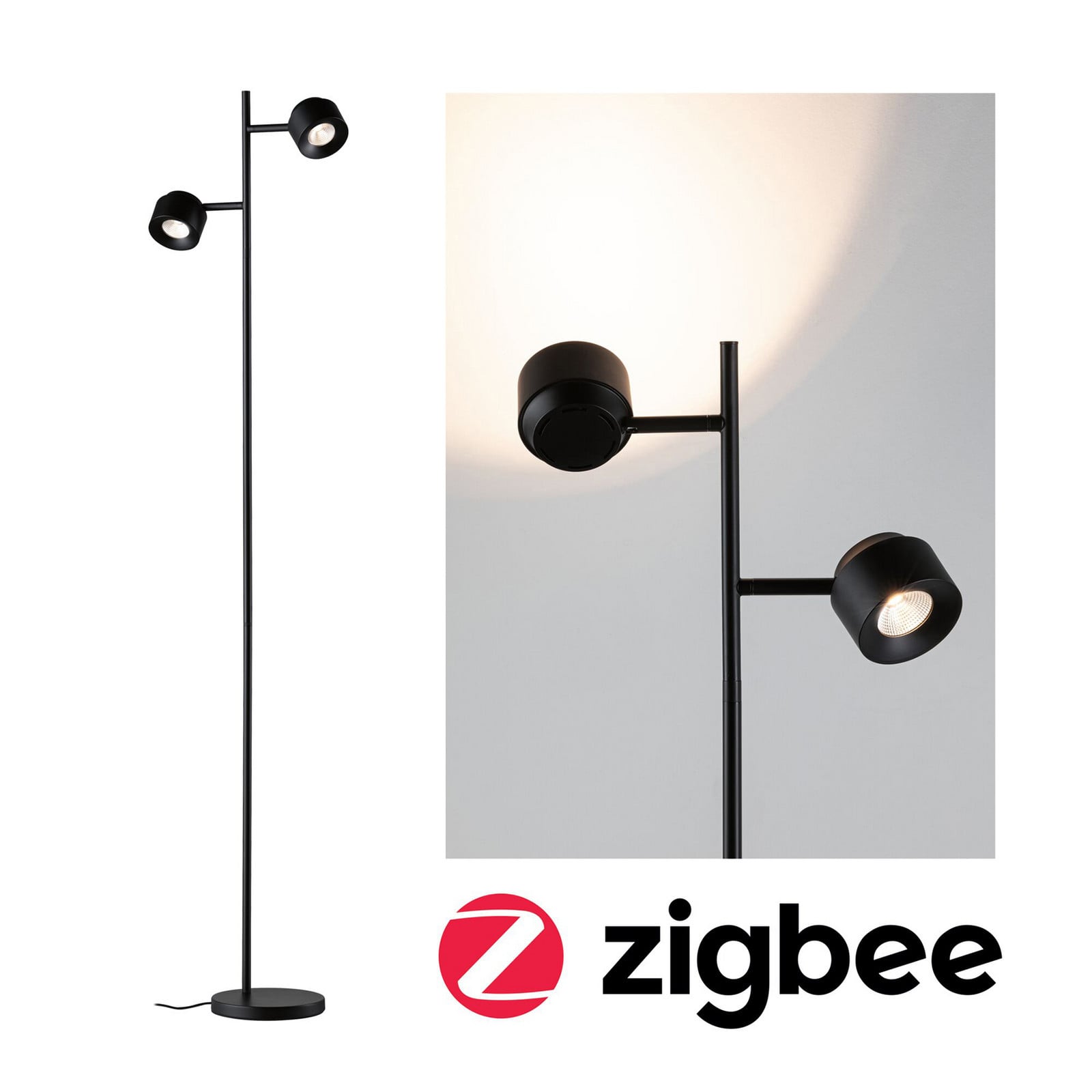 Paulmann Puric Pane ZigBee lampă de podea LED - Camera de zi / sufragerie - modern - negru - Metal