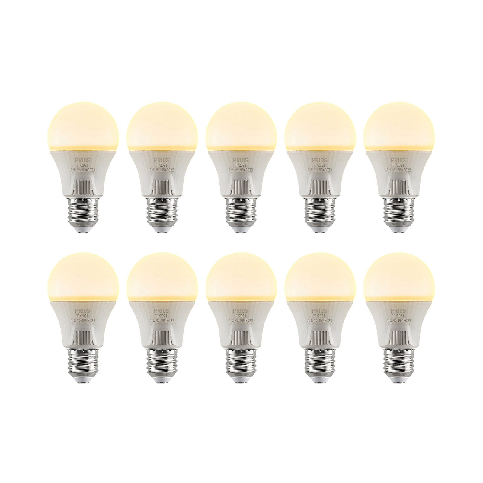 Ampoule LED E27 A60 11 W blanc 2 700 K x10