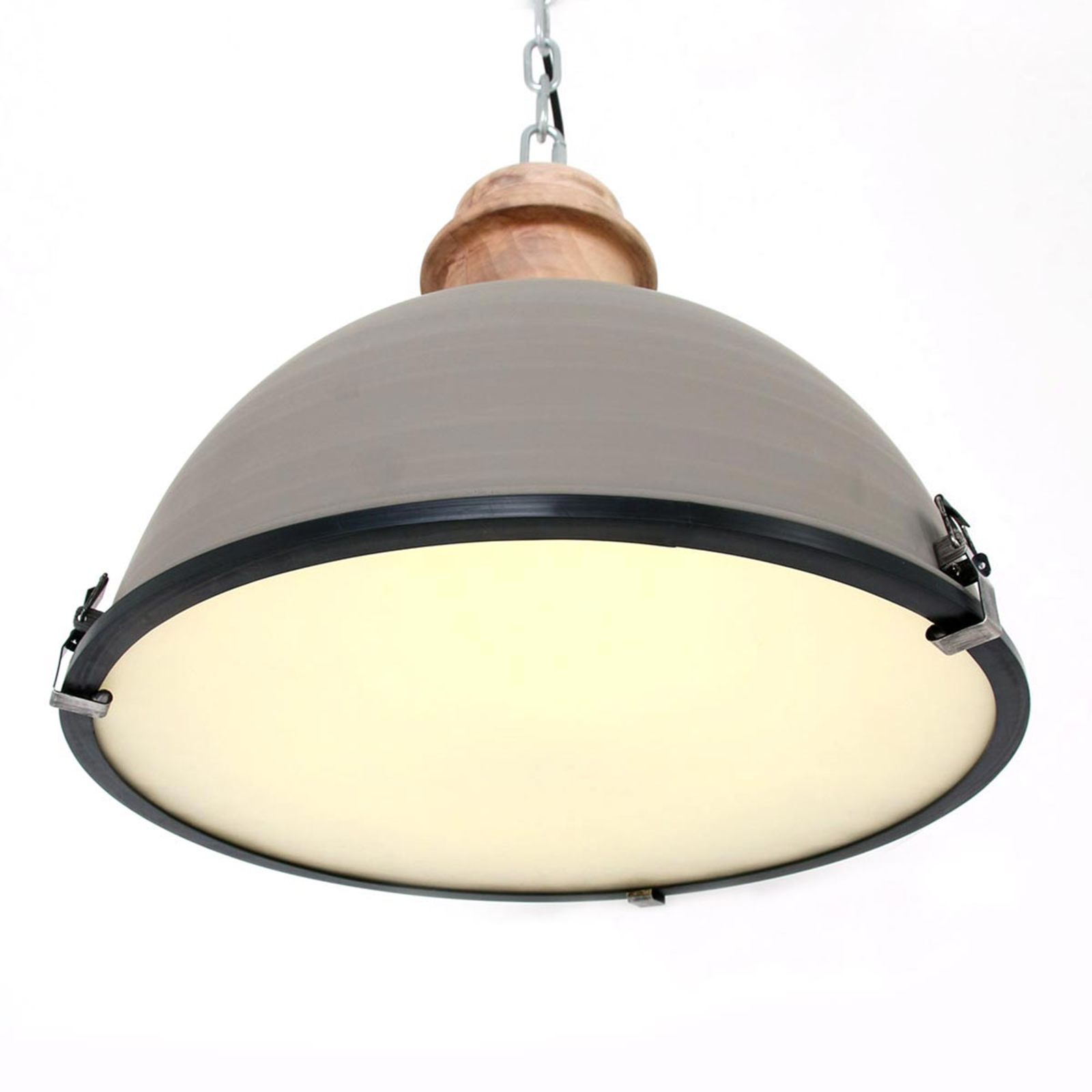 Steinhauer BV Grey hanging light Bikkel with metal lampshade, for Living / Dining Room, metal, wood, E27, 60 W, energy efficiency: A++