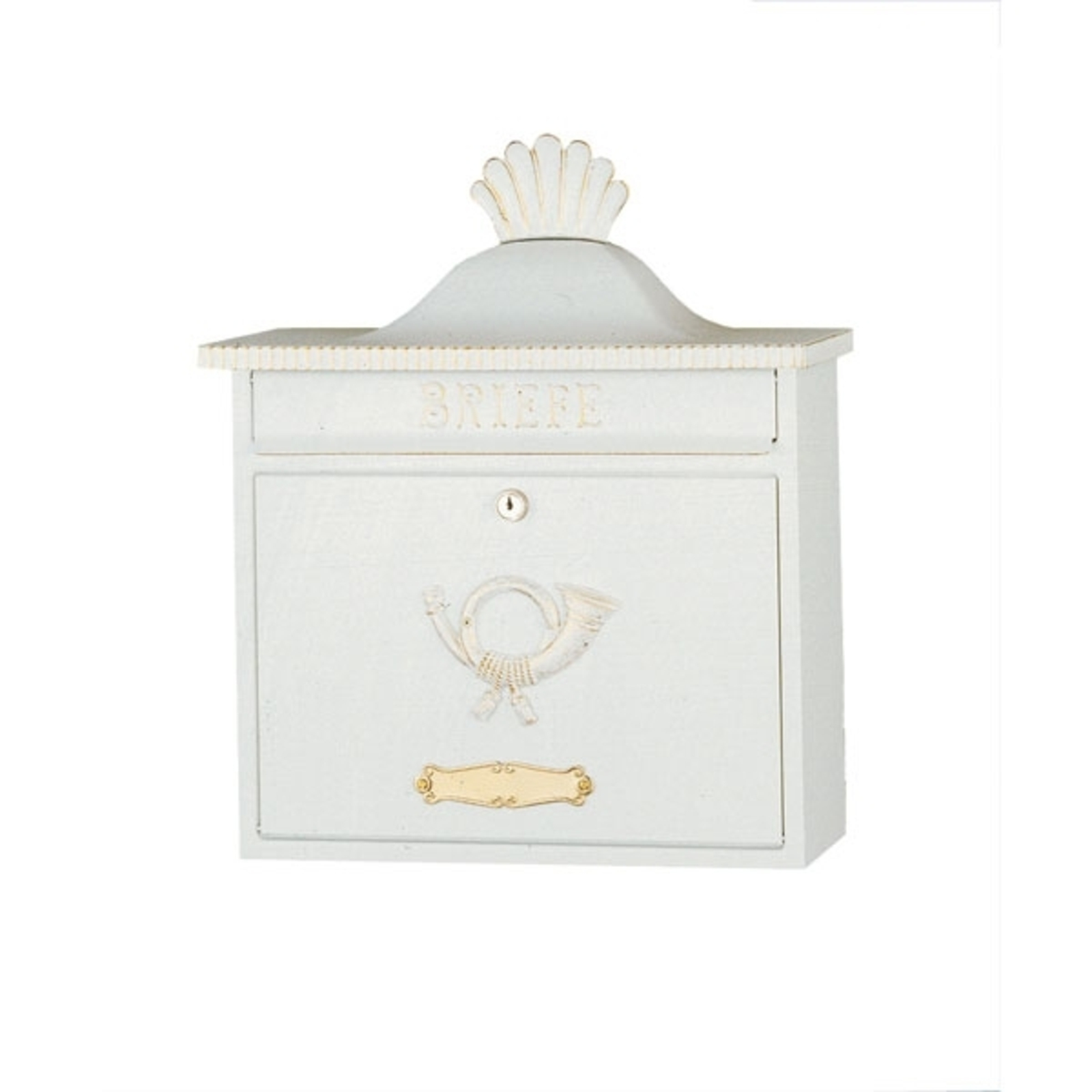 TRAKO klasikinio dizaino laiškų dėžutė, balta / auksinė