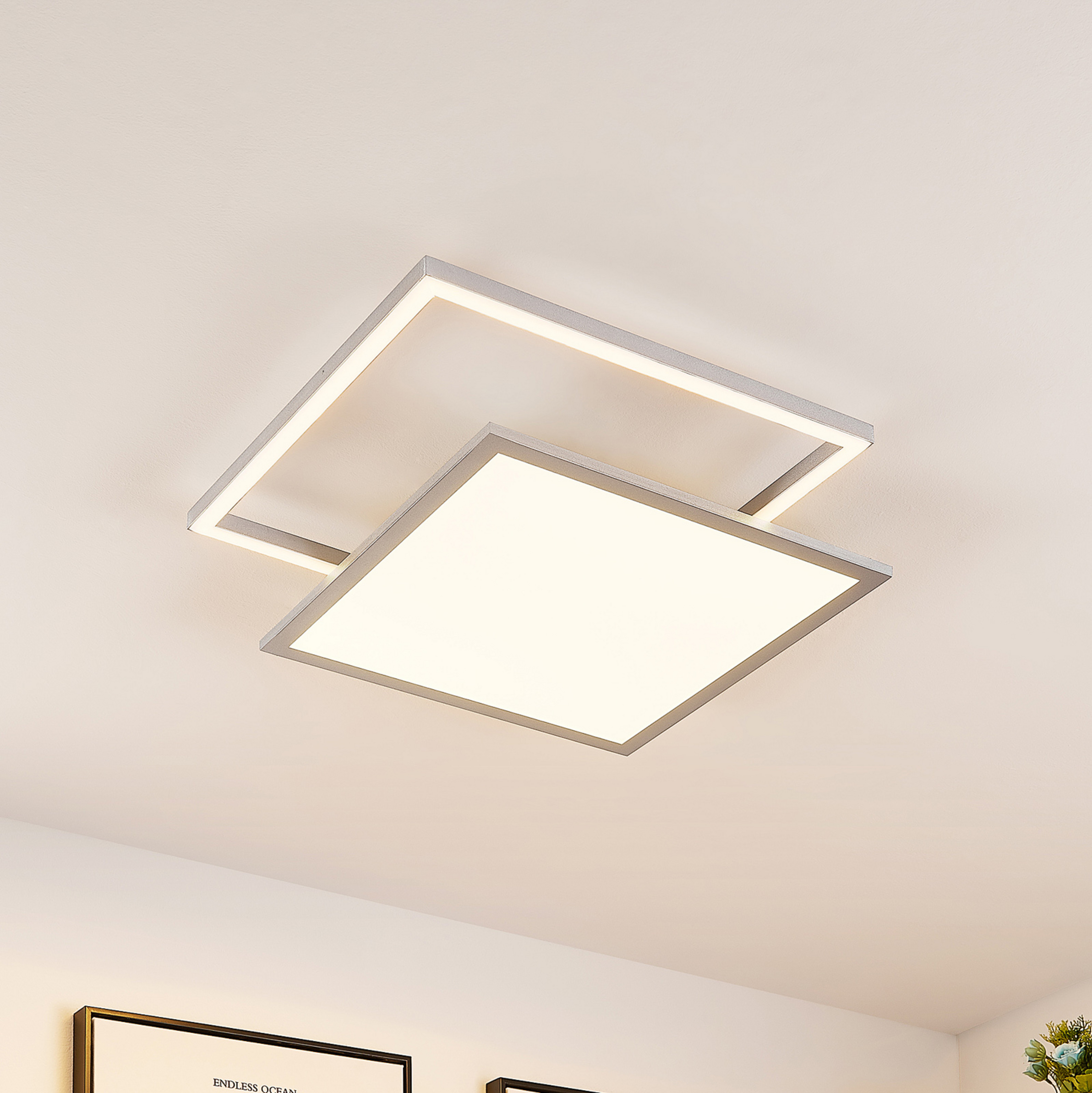 Lucande Senan plafonnier LED, carrés, CCT