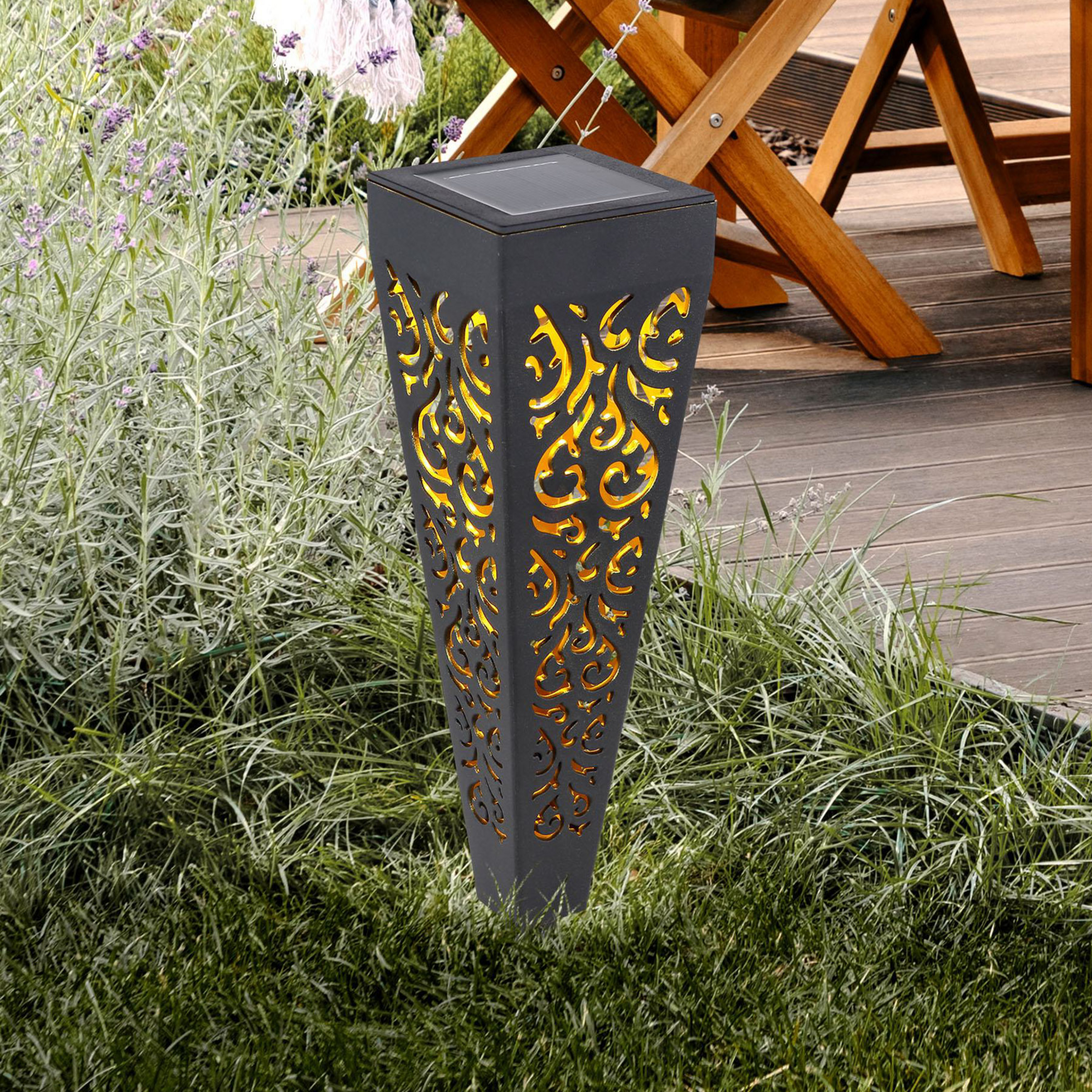 Lámpara LED con pica 33578-3, negra, plástico, 3 unidades