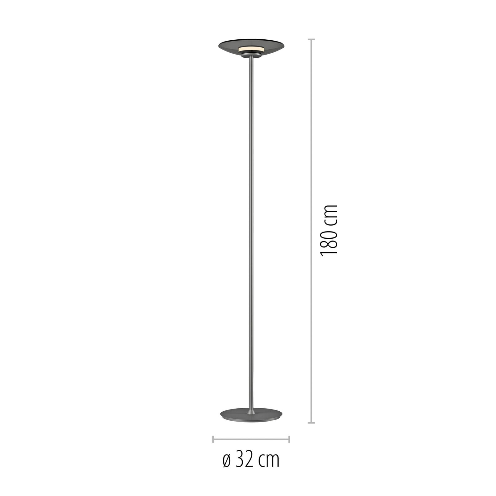 LED-Stehleuchte PURE Moon, platin, Rauchglas, 180 cm LED-Stehleuchte PURE Moon, platin, Rauchglas, 180 cm