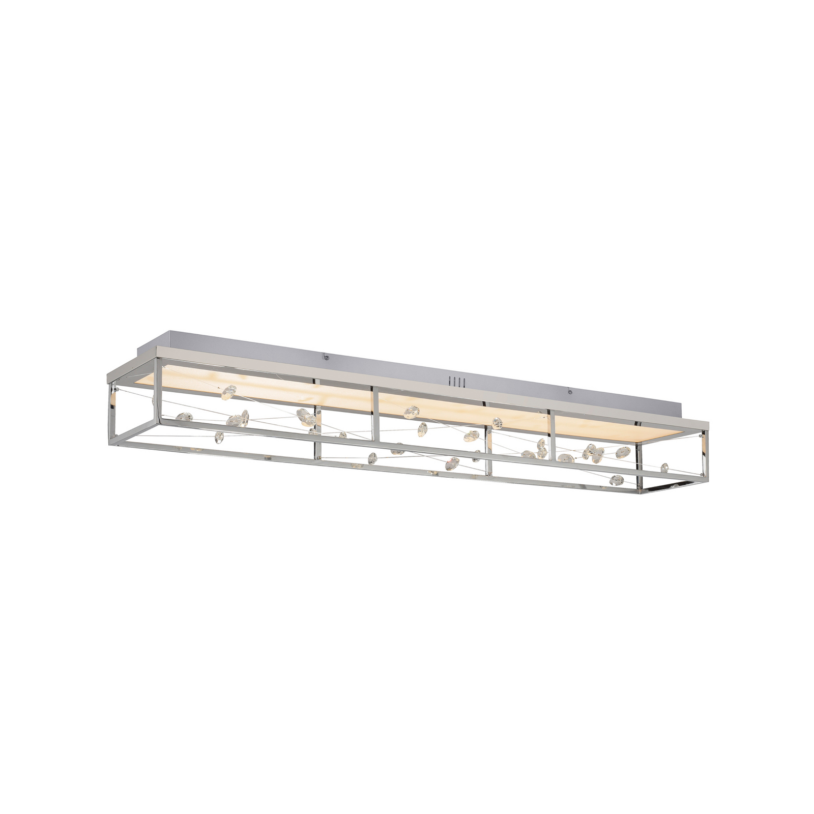 LED lubų šviestuvas „SKINA“, chromas, 112 cm, CCT, reguliuojamas nuotolinio