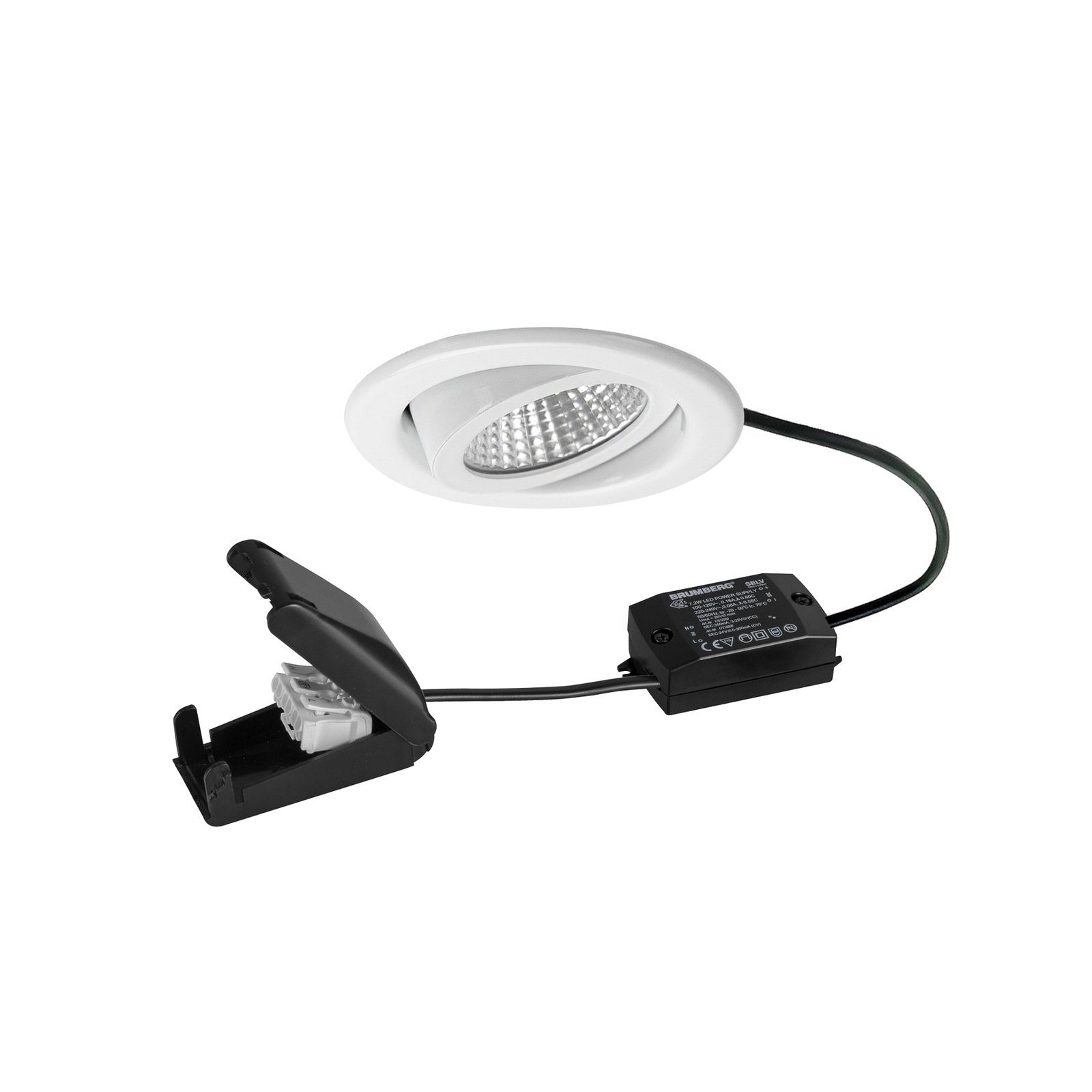 BRUMBERG LED recessed spotlight BB09, on/off, connection box, white