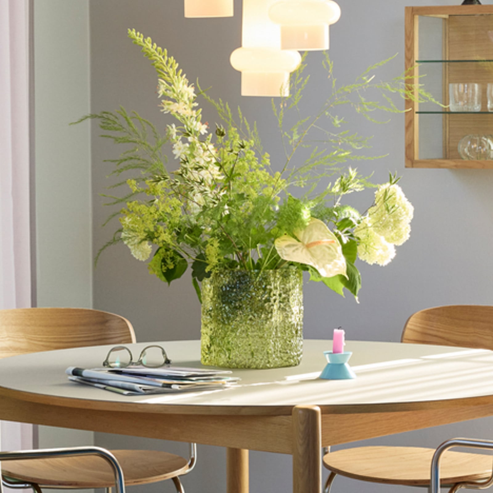 Vaso triplo, set da 3, verde/trasparente - Hübsch