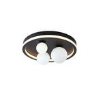 LED ceiling light Trident, black, Ø 40 cm, steel/opal glass