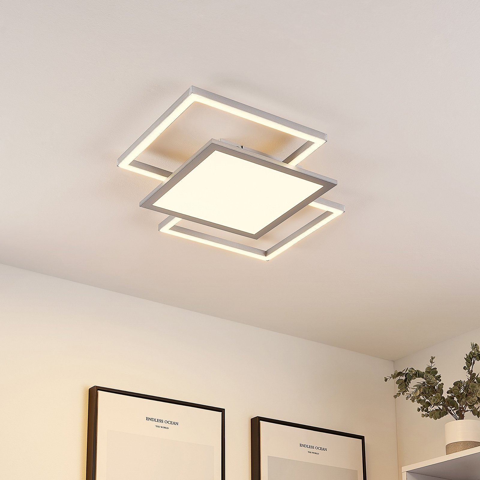 Lucande Ciaran LED-Deckenlampe, quadratisch
