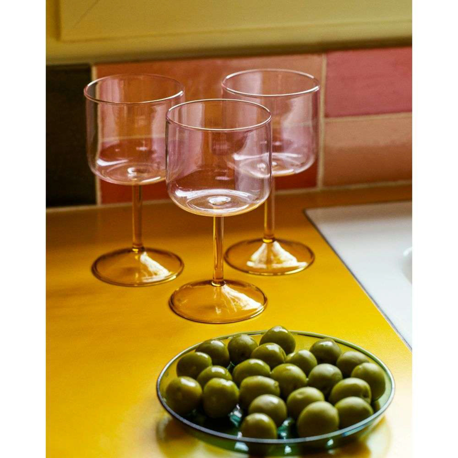 Tint Wine Glass Set of 2 Pink/Yellow - HAY