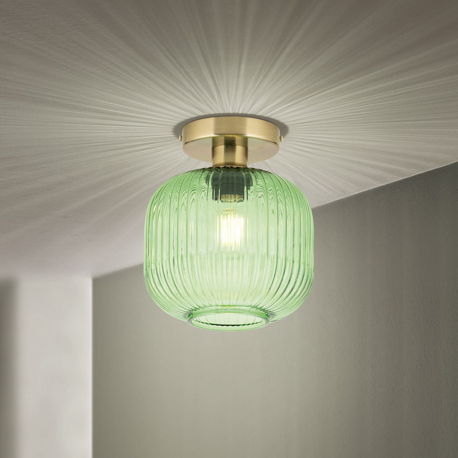 Plafonnier Carneval, vert, Ø 20 cm, verre, E27