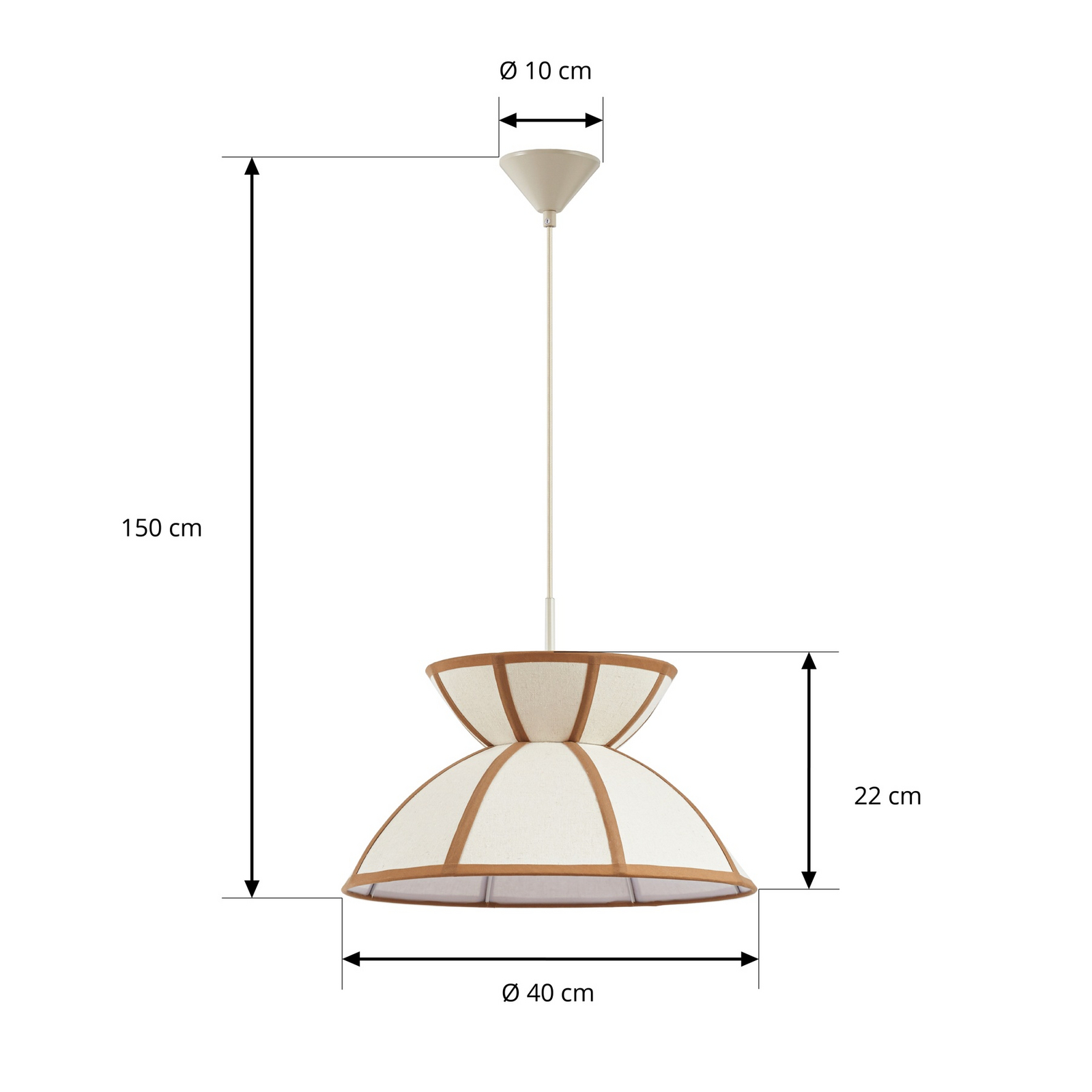 Lampada a sospensione Clarence, Ø 40 cm, beige, lino - Lucande Lampada a sospensione Clarence, Ø 40 cm, beige, lino - Lucande