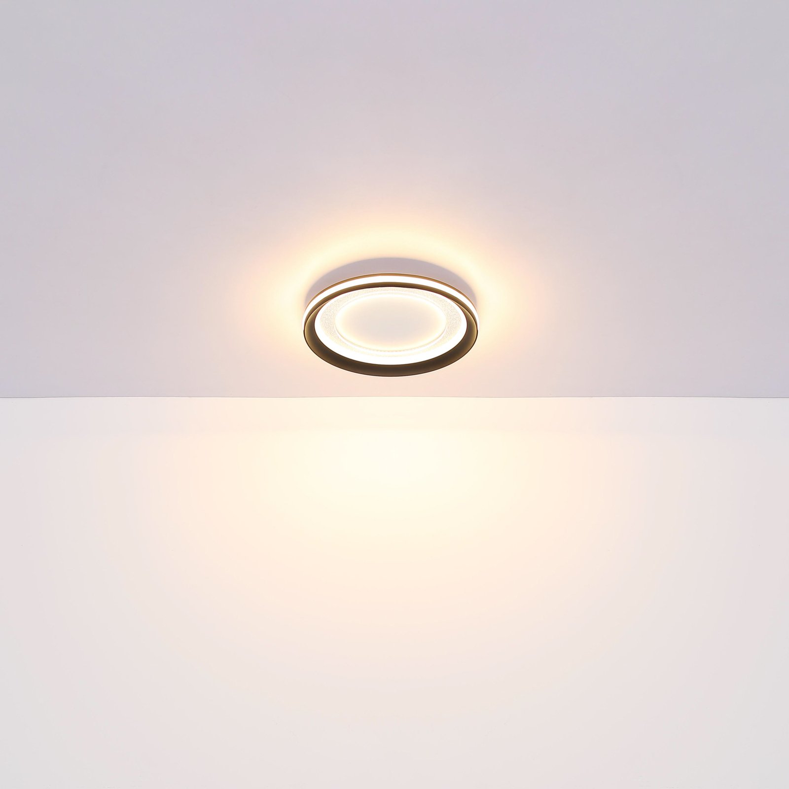 Clarino LED-taklampa, Ø 36 cm, svart/vit, akryl