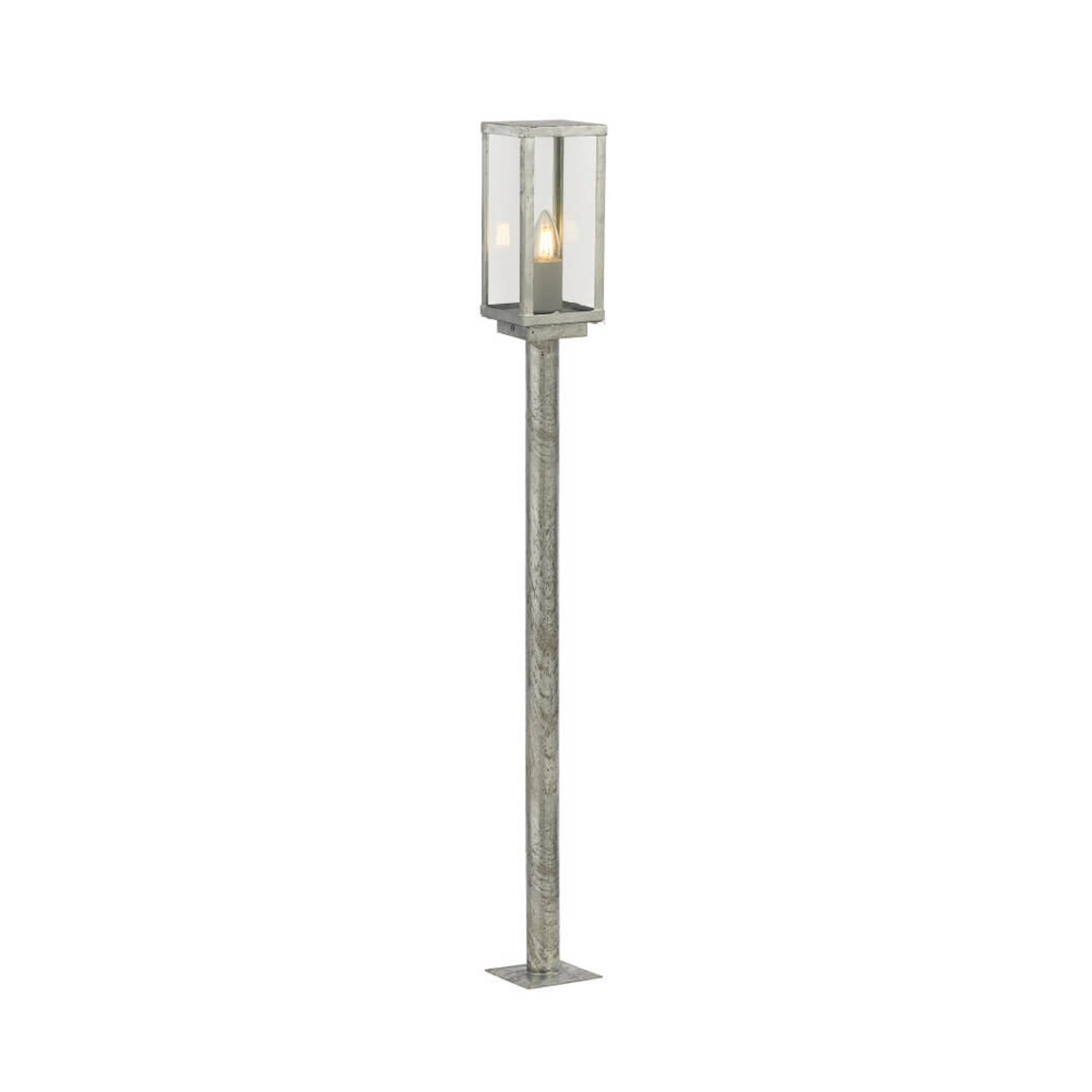 Tuinpadverlichting Box II, 90 cm hoog, zilver/helder, glas, IP44