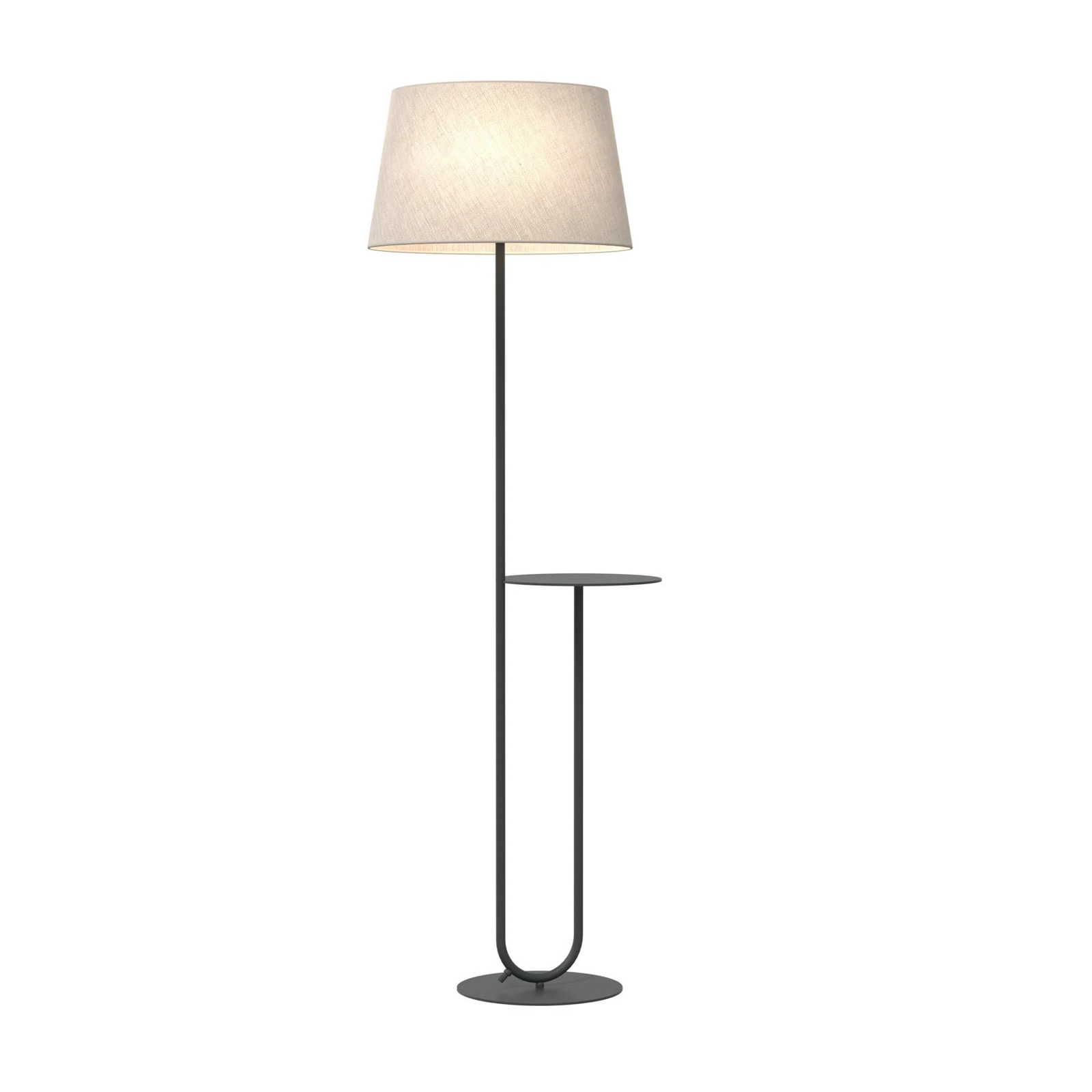 Hotelová stojací lampa, béžová/černá, výška 150 cm, látka/kov