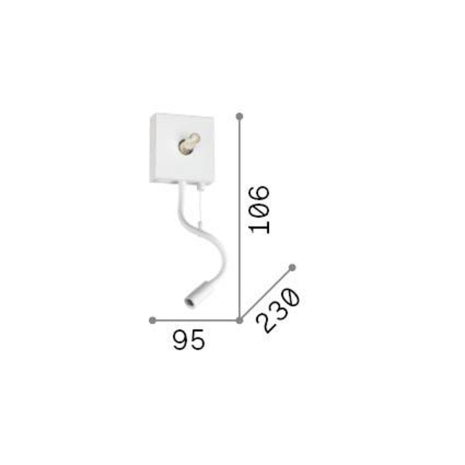 Ideal Lux sienas gaisma Kid balta tekstilmateriāla LED lasāmvieta USB ports