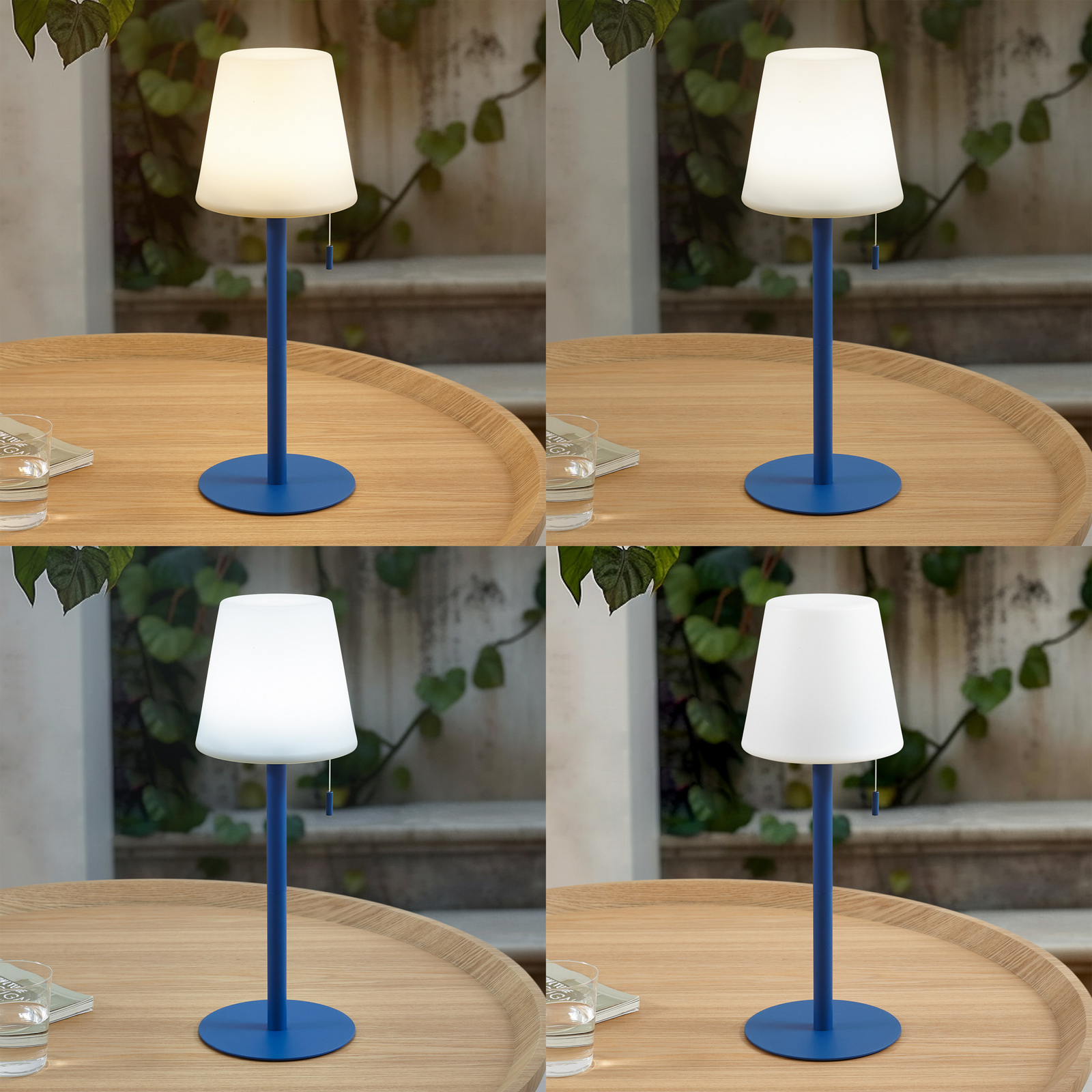 Lindby LED-Akkulampe Azalea blau Alu CCT höhenverstellbar