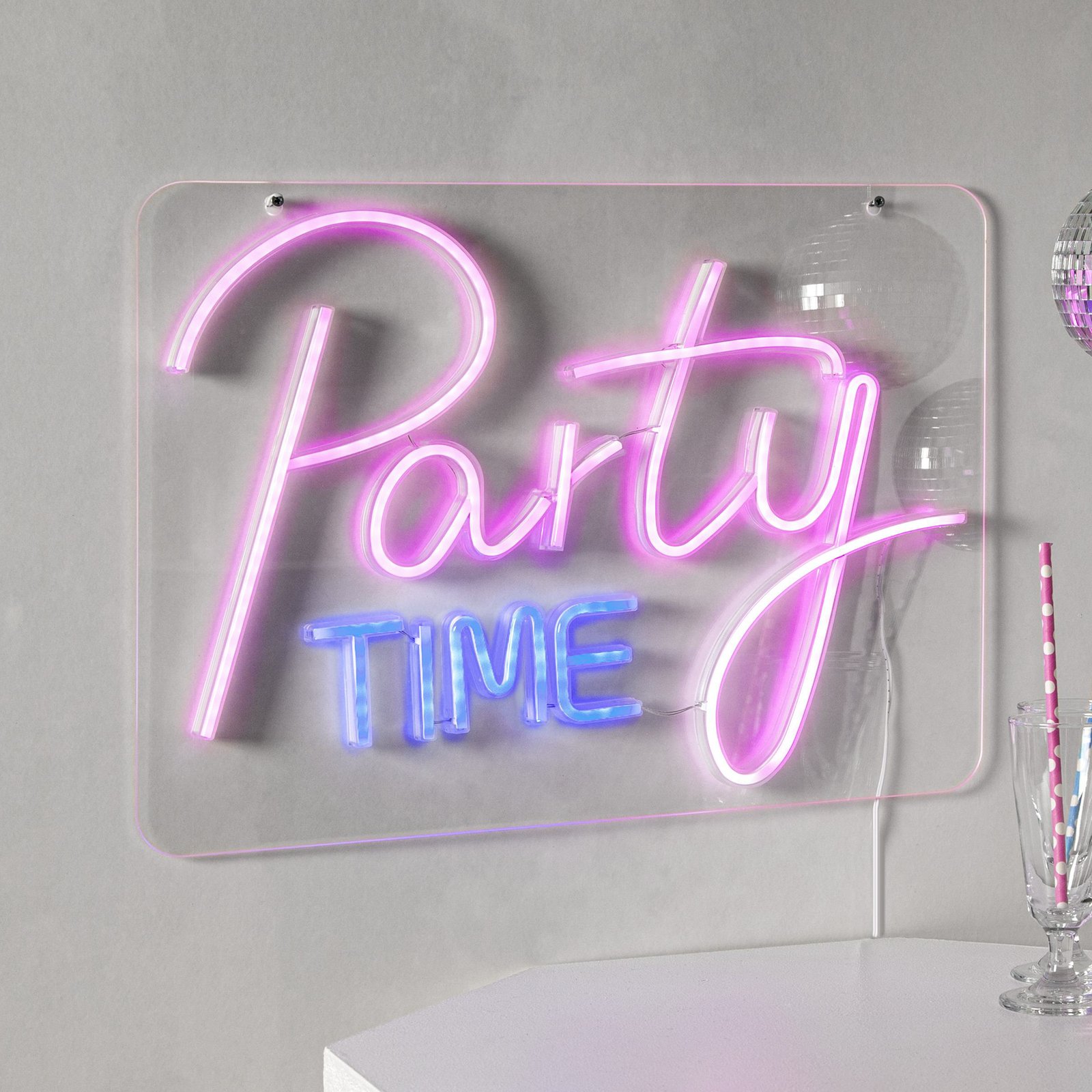 Applique a LED Party Time, rosa/bianco Plexiglas 48 x 36 cm USB