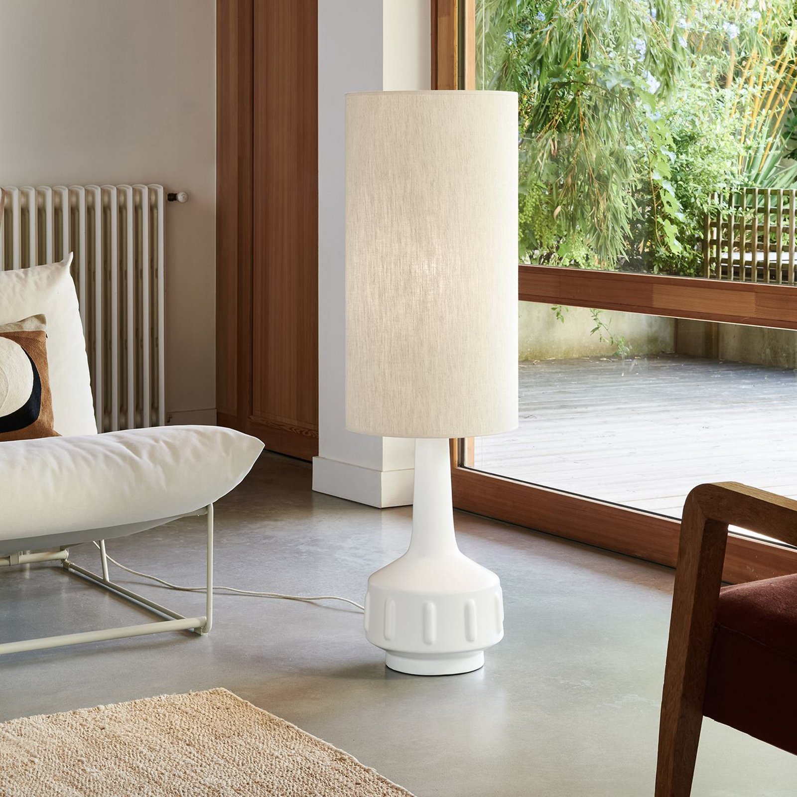 MARKET SET Stojacia lampa Jimmy, biela/béžová, 121 cm