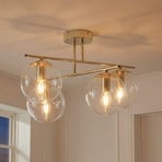 Plafonnier Zoe, couleur or, longueur 51 cm, verre, à 4 lampes