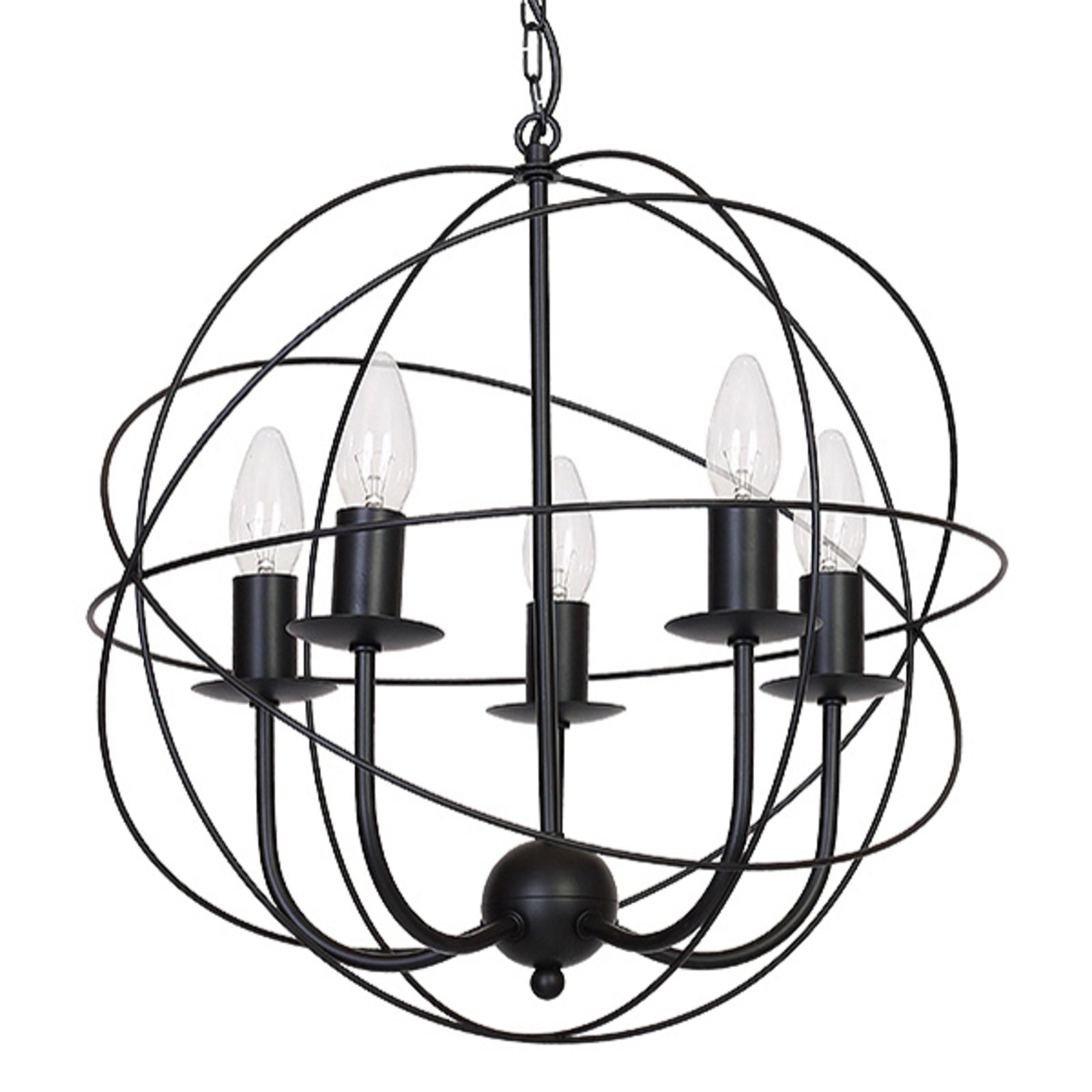 Luminex Globe lysekrone 5 lyskilder svart - dimbar - moderne lysekroner - lampe Stue / spisestue - metall