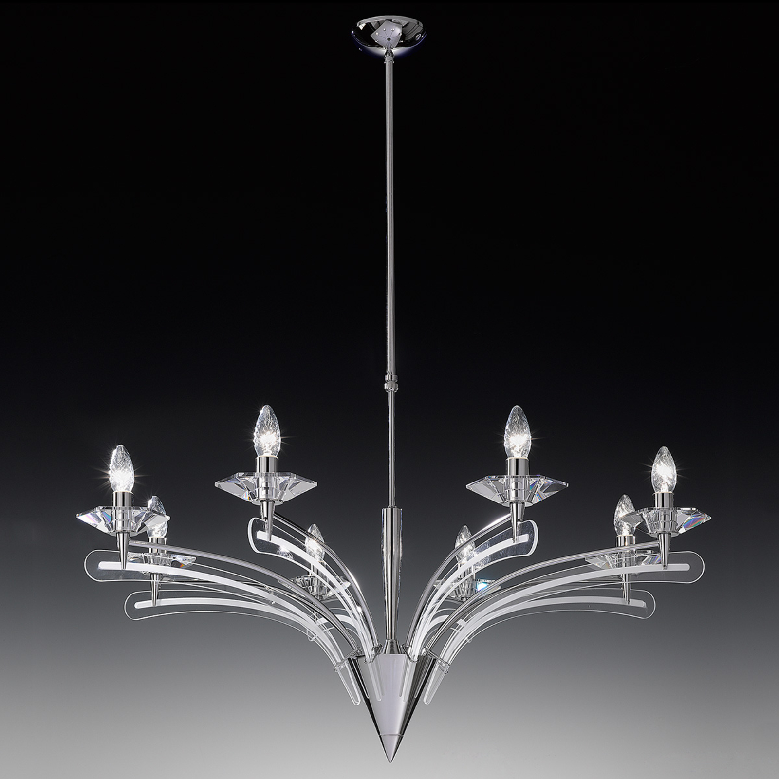 Kronleuchter ICARO mit Kristallglas, 100 cm