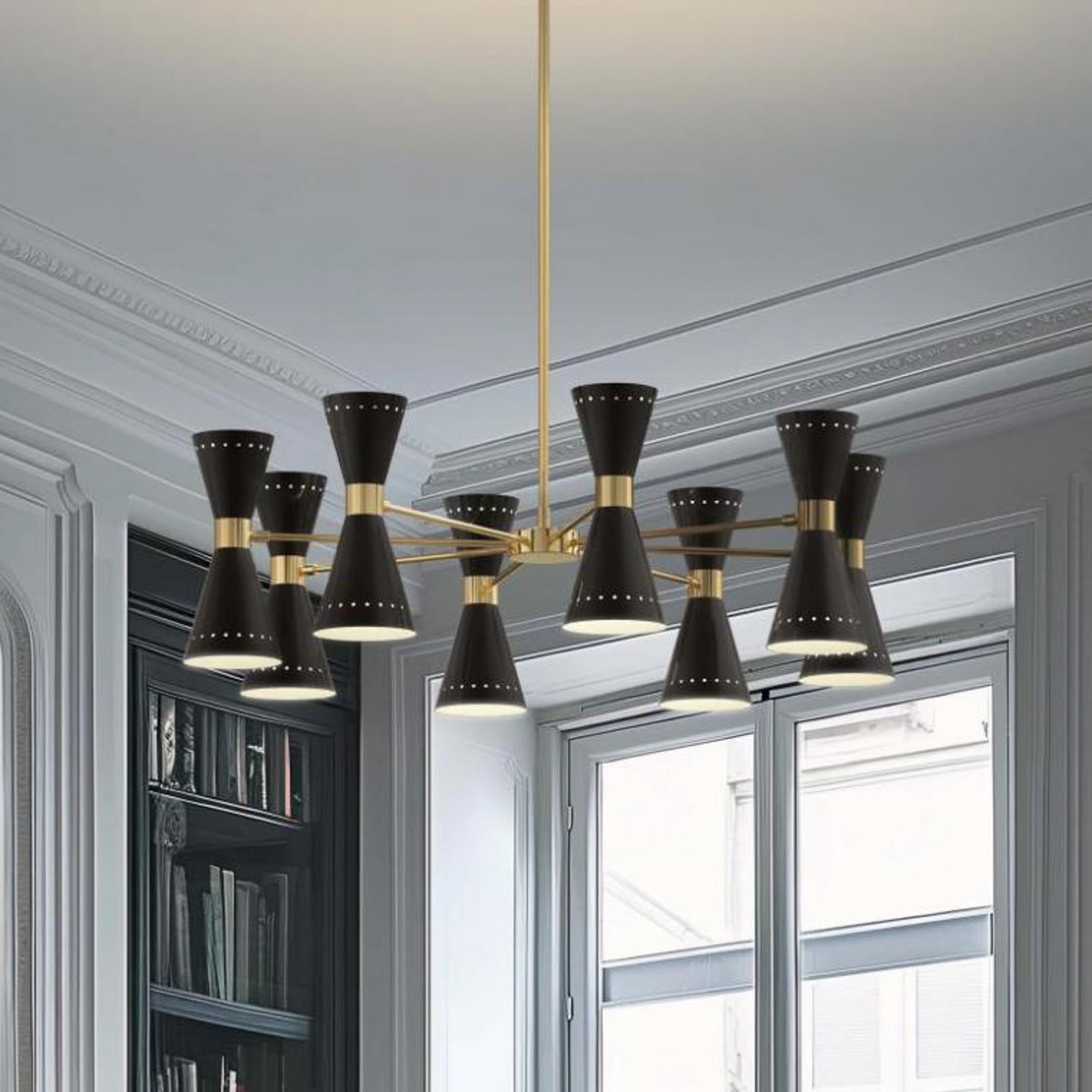 Stilnovo Pendellampe Megafono, Ø 100 cm, Metall, 16-flg.