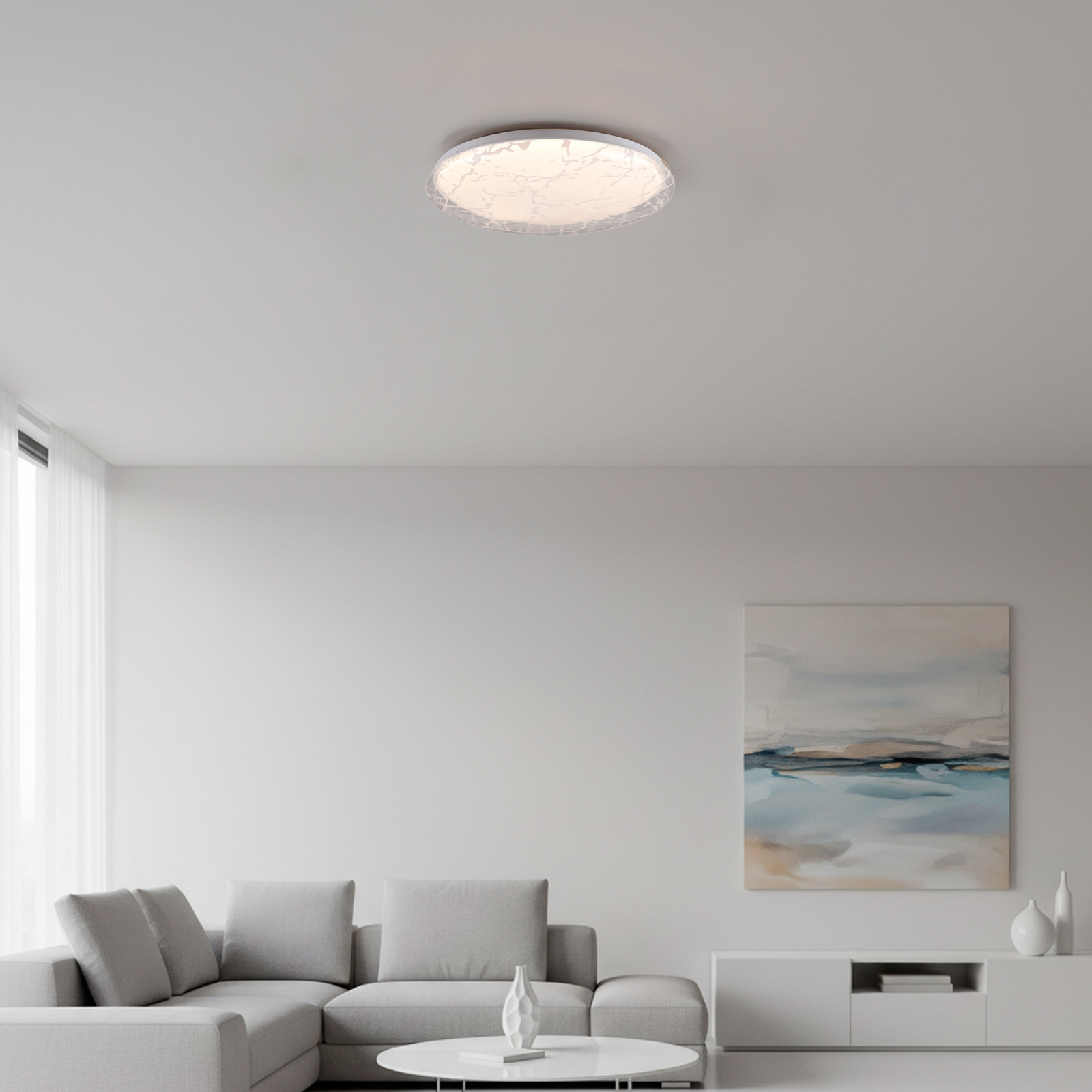 LED-loftlampe, model Plafo 14008, hvid, jern, fjernbetjening LED-loftlampe, model Plafo 14008, hvid, jern, fjernbetjening