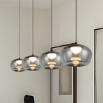 Nadia LED hanging light, length 92 cm, smoky grey, glass, 4-bulb