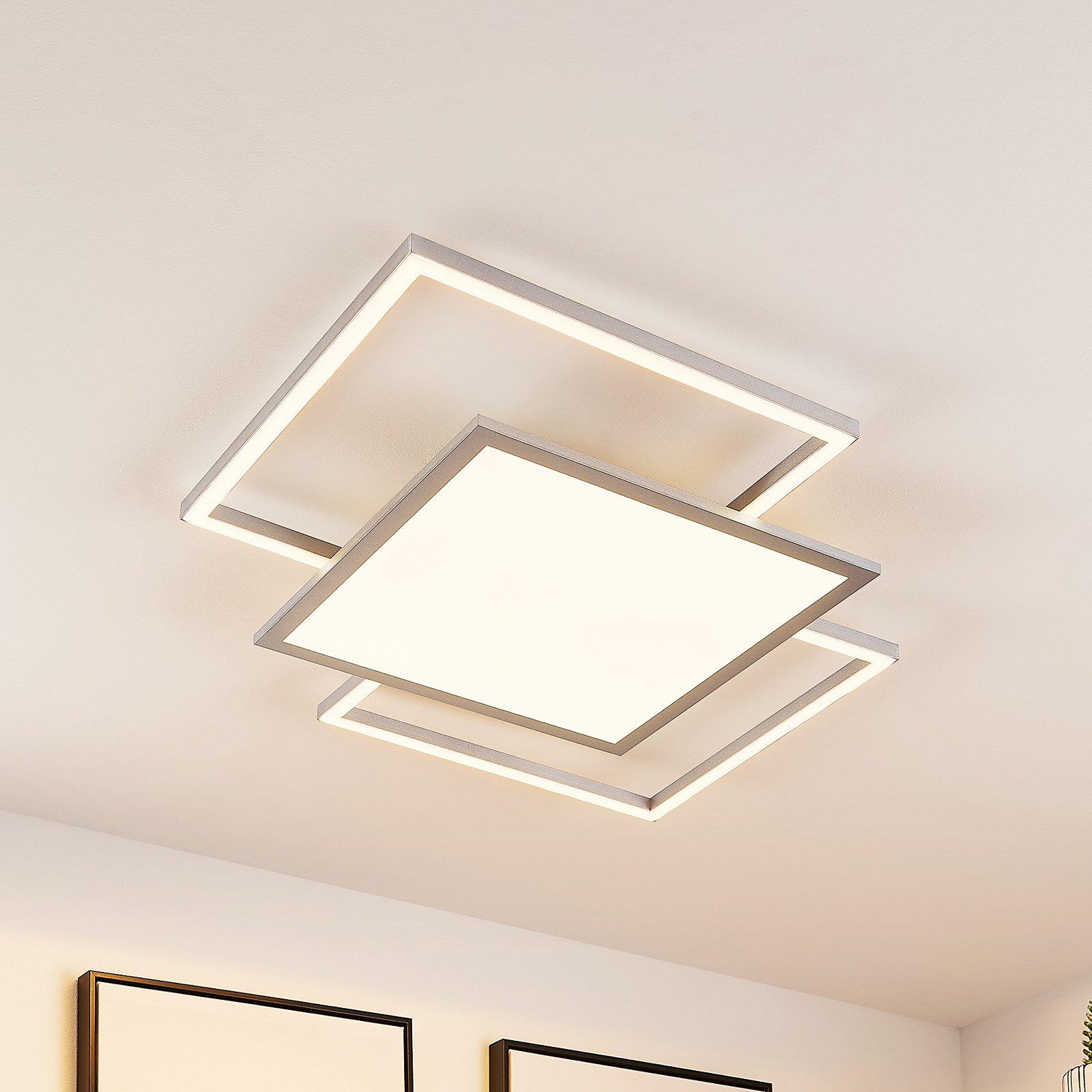 Lucande Ciaran LED plafondlamp, vierkanten, CCT