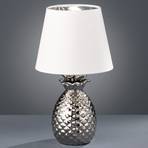 Dekorativ bordlampe Pineapple i keramikk, sølv