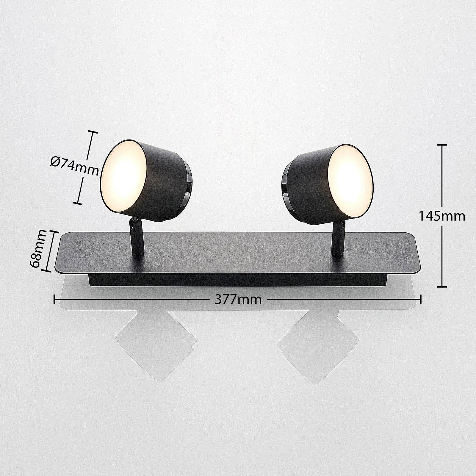 Lindby Marrie LED-Strahler, schwarz, 2-fl., Board