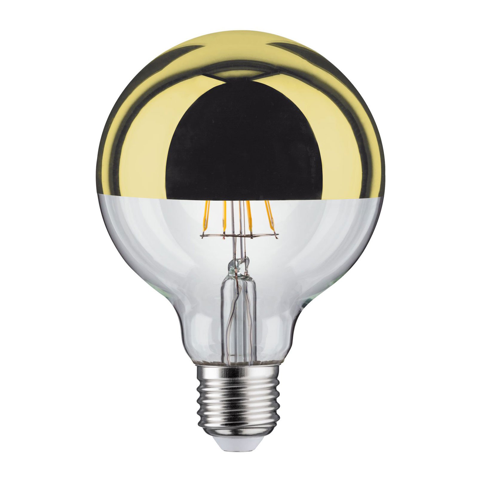 LED-lampe E27 827 6,5W hodespeil gull
